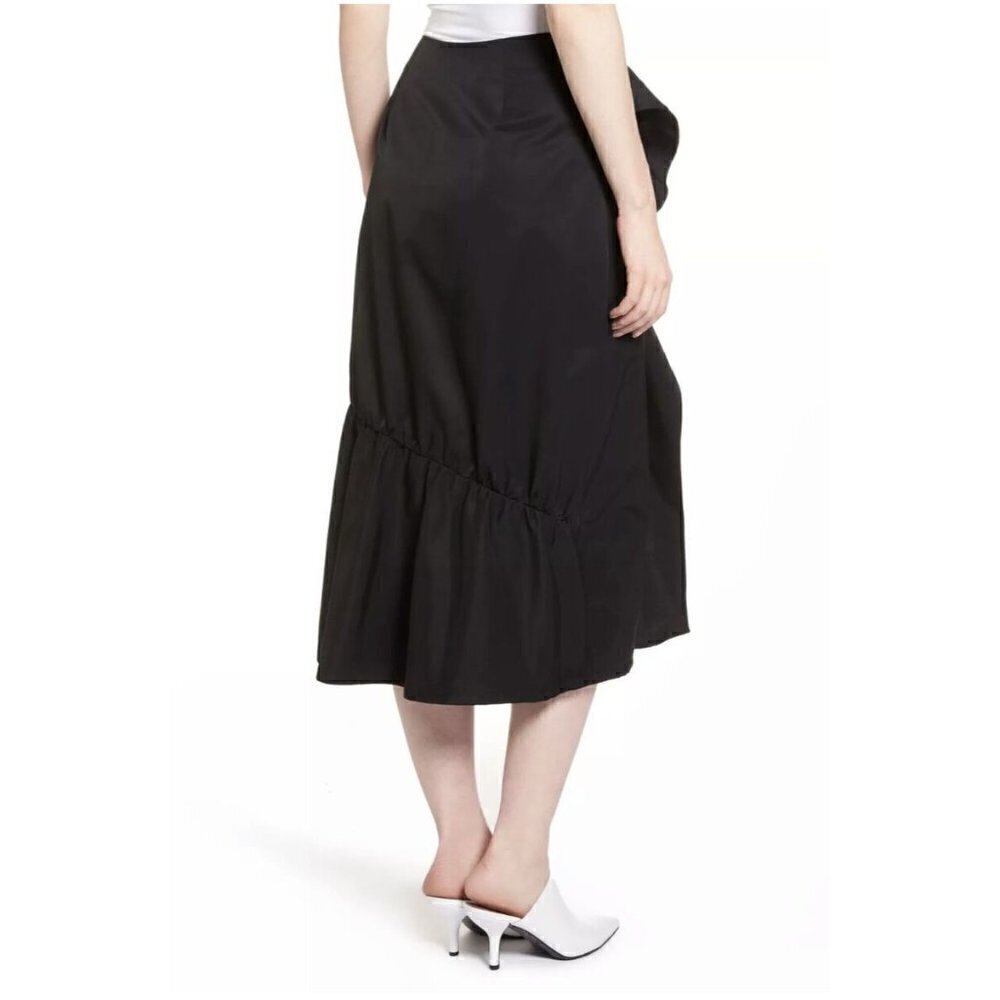 Halogen Black Ruffle Front Midi Skirt 4 - Picture 2 of 6